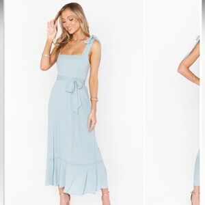 Show Me Your Mumu Clair Midi Dress in Silver Sage Crisp Size XS